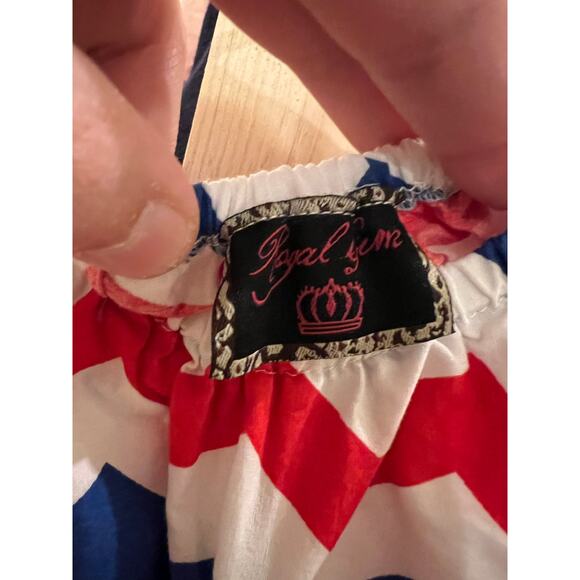 Girls Royal Gem Chevron Dress – Size 120 (Girl's 6/7) – Red, White, and Blue - Picture 3 of 5